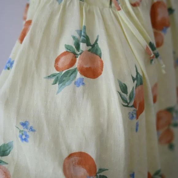 Butter Yellow Romper Size XS Sadie & Sage Orange Blossom Fruit Cottagecore NWOT - Picture 9 of 16